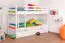 Etagenbett / Stockbett SET mit Matratzen K18/h | inkl. Liegeplatz und 2 Abdeckblenden | Buche Vollholz massiv Weiß | Liegefläche: 90 x 200 cm