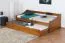 Jugendbett / Funktionsbett Kiefer massiv Vollholz Eichefarben Rustikal 93, inkl. Lattenrost - 90 x 200 cm (B x L)