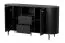 Stylisches Wohnzimmer Komplett - Set I Annelin, 5-teilig, in Schwarz, 1 TV-Unterschrank, 1 Vitrine, 1 Kommode, 1 Esstisch rund, 1 Couchtisch oval