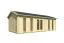 Gartenhaus aus nordischen Fichtenholz, inkl. Fußboden, Grundfläche: 32 m², 70 mm Blockbohlenhaus, Fenster und Tür aus Isolierglas, Satteldach, Außenmaße: 400 x 800 cm