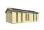 Gartenhaus mit viel Stauraum, inkl. Fußboden, 70 mm Blockbohlenhaus, aus nordischen Fichtenholz, Fenster und Tür aus Isolierglas, Satteldach, Außenmaße: 400 x 800 cm, Grundfläche: 32 m²