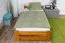 Futonbett / Massivholzbett Kiefer Vollholz massiv Eichefarben A9, inkl. Lattenrost - Abmessung 90 x 200 cm