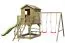 Spielturm S28, inkl. Wellenrutsche, Doppelschaukel-Anbau, Balkon, Sandkasten und überdachte Sitzbank, 498 x 352 cm, Kinderspielturm