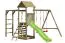 Spielturm S29C, inkl. Wellenrutsche, Doppelschaukel-Anbau, Sandkasten, Kletterwand, Kletteranbau und Kletterseil, 359 x 422 cm, Kinderspielturm, Kletterturm