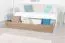 Schublade für Kinderbett / Jugendbett Hermann 01, Farbe: Weiß gebleicht / Nussfarben, massiv - 29 x 90 x 192 cm (H x B x L)