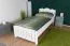 Weißes Einzelbett / Gästebett Kiefer Vollholz Turakos 92, Matratzenmaße 90 x 200, modern, gut kombinierbar, Jugendbett, Kinderbett, helle Farbe