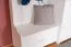 Weiße Garderobe mit Spiegel Kiefer Vollholz 28A, 200 x 125 x 41 cm, mit 2 Schubladen, 6 Fächern, 5 Haken und 1 Ablage, inklusive Beleuchtung