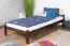 Schlichtes Jugendbett / Kinderbett aus massivem Kiefernholz, inklusive Lattenrost, Liegefläche 90 x 200 cm, in Walnussfarben, sehr stabil, einfache Montage