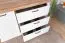 Kommode Lotofaga 19, Farbe: Weiß / Walnuss - 91 x 138 x 48 cm (H x B x T)