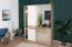 Schiebetürenschrank / Kleiderschrank Gataivai 04, Farbe: Beige Hochglanz / Walnuss - 224 x 182 x 65 cm (H x B x T)