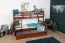 Etagenbett / Stockbett 90 x 200 cm "Easy Premium Line" K17/n inkl. Liegeplatz und 2 Abdeckblenden, Buche Massivholz Dunkelbraun lackiert, teilbar