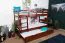 Etagenbett / Stockbett 90 x 200 cm "Easy Premium Line" K17/n inkl. Liegeplatz und 2 Abdeckblenden, Buche Massivholz Dunkelbraun lackiert, teilbar