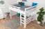 Hochbett 140 x 190 cm "Easy Premium Line" K23/n, Buche Massivholz weiß lackiert, teilbar