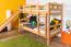 Etagenbett mit Rutsche 90 x 190 cm, Buche Massivholz Natur lackiert, umbaubar in zwei Einzelbetten, "Easy Premium Line" K25/n