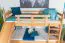 Stockbett mit Rutsche 80 x 200 cm, Buche Massivholz Natur lackiert, umbaubar in zwei Einzelbetten, "Easy Premium Line" K25/n