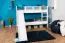 Weißes Etagenbett / Kinderbett / Stockbett mit Rutsche, 80 x 190 cm, Buche Massivholz Weiß lackiert, teilbar in zwei Einzelbetten, "Easy Premium Line" K25/n