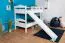 Weißes Etagenbett / Kinderbett / Stockbett mit Rutsche, 80 x 190 cm, Buche Massivholz Weiß lackiert, teilbar in zwei Einzelbetten, "Easy Premium Line" K25/n