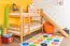 Etagenbett / Kinderbett / Stockbett mit Rutsche, 80 x 190 cm, Buche Massivholz Natur lackiert, teilbar in zwei Einzelbetten, "Easy Premium Line" K27/n