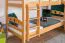 Stockbett mit Rutsche 80 x 200 cm, Buche Massivholz Natur lackiert, umbaubar in zwei Einzelbetten, "Easy Premium Line" K27/n