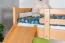 Stockbett mit Rutsche 80 x 200 cm, Buche Massivholz Natur lackiert, umbaubar in zwei Einzelbetten, "Easy Premium Line" K28/n