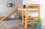 Hochbett mit Rutsche 80 x 190 cm, Buche Massivholz Natur lackiert, umbaubar in ein Einzelbett, "Easy Premium Line" K30/n