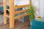 Hochbett mit Rutsche 80 x 190 cm, Buche Massivholz Natur lackiert, umbaubar in ein Einzelbett, "Easy Premium Line" K30/n