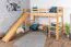 Hochbett mit Rutsche 80 x 190 cm, Buche Massivholz Natur lackiert, umbaubar in ein Einzelbett, "Easy Premium Line" K30/n