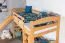 Hochbett mit Rutsche 80 x 190 cm, Buche Massivholz Natur lackiert, umbaubar in ein Einzelbett, "Easy Premium Line" K30/n