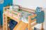 Hochbett mit Rutsche 90 x 200 cm, Buche Massivholz Natur lackiert, umbaubar, "Easy Premium Line" K30/n