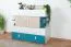 Jugendzimmer - Kommode Aalst 22, Farbe: Eiche / Weiß / Blau - Abmessungen: 90 x 110 x 40 cm (H x B x T)