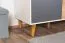Jugendzimmer - Drehtürenschrank / Kleiderschrank Syrina 05, Farbe: Weiß / Grau / Eiche - Abmessungen: 202 x 153 x 55 cm (H x B x T)