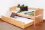 Bettrahmen für Kinder / Kinderbett 90 x 200 cm | Massivholz: Buche | Natur Lackiert | inkl. 2. Liegeplatz 90 x 190 cm ausziehbar und 2 Rollrost | besonders hohe Qualität Abbildung