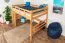Hochbett 140 x 200 cm | Massivholz: Buche | Natur Lackiert | umbaubar in Einzelbett | Premium-Qualität | inkl. Rollrost Abbildung