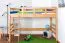 Massivholz Hochbett für Kinder | Matratzenmaß: 90 x 200 cm | Natur Lackiert | umbaubar in Einzelbett | Premium-Qualität | inkl. Rollrost Abbildung