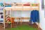 Massivholz Hochbett für Kinder | Matratzenmaß: 120 x 200 cm | Natur Lackiert | umbaubar in Einzelbett | Premium-Qualität | inkl. Rollrost Abbildung