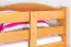 Massivholz Hochbett für Kinder | Matratzenmaß: 90 x 200 cm | Natur Lackiert | umbaubar in Einzelbett | Premium-Qualität | inkl. Rollrost Abbildung
