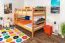 Massivholz Stockbett für Kinder und Jugendliche | Matratzenmaß: 120 x 200 cm | Natur Lackiert | umbaubar in 2 Einzelbetten | Premium-Qualität | inkl. Rollroste Abbildung