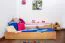 Bettrahmen für Kinder / Kinderzimmer-Bett 90 x 200 cm | Massivholz: Buche | Natur Lackiert | inkl. 2. Liegeplatz 90 x 190 cm ausziehbar und 2 Rollrost | besonders hohe Qualität Abbildung