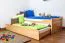 Bettrahmen für Kinder / Kinderzimmer-Bett 90 x 200 cm | Massivholz: Buche | Natur Lackiert | inkl. 2. Liegeplatz 90 x 190 cm ausziehbar und 2 Rollrost | besonders hohe Qualität Abbildung
