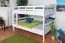 Kinderstockbett 140 x 200 cm | Massivholz: Buche | Weiß Lackiert | umbaubar in 2 Einzelbetten | Premium-Qualität | inkl. Rollroste Abbildung