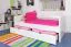 Kinderzimmer-Bett 90 x 200 cm | inkl. Stauraum / 2 Schubladen | Massivholz: Buche | Weiß Lackiert | inkl. Lattenrost Abbildung