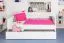 Kinderbett 90 x 200 cm mit Ausziehbett 90 x 190 cm | Massivholz: Buche | Weiß Lackiert | inkl. 2. Liegeplatz 90 x 190 cm ausziehbar und 2 Rollrost Abbildung