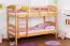 Jugendstockbett 90 x 200 cm | Massivholz: Buche | Natur Lackiert | umbaubar in 2 Einzelbetten | Premium-Qualität | inkl. Rollroste Abbildung