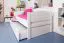 Kinderbett 90 x 200 cm mit Ausziehbett 90 x 190 cm | Massivholz: Buche | Weiß Lackiert | inkl. 2. Liegeplatz 90 x 190 cm ausziehbar und 2 Rollrost Abbildung