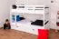Kinderstockbett inkl. Stauraum (2 Schubladen) | 90 x 200 cm | Massivholz: Buche | Weiß Lackiert | umbaubar in 2 Einzelbetten | Premium-Qualität | inkl. Rollroste Abbildung