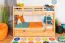 Kinderetagenbett 90 x 200 cm + Bettkasten/Stauraum/Ausziehbett | Massivholz: Buche | Natur Lackiert | umbaubar/teilbar in 2 Einzelbetten | inkl. Rollroste Abbildung