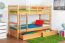 Kinderstockbett inkl. Stauraum (2 Schubkästen) | 90 x 200 cm | Massivholz: Buche | Natur Lackiert | umbaubar in 2 Einzelbetten | Premium-Qualität | inkl. Rollroste Abbildung