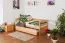 Bettrahmen für Kinder 90 x 200 cm mit Ausziehbett 90 x 190 cm | Massivholz: Buche | Natur Lackiert | inkl. 2. Liegeplatz 90 x 190 cm ausziehbar und 2 Rollrost Abbildung