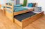 Kinderetagenbett 90 x 200 cm + Bettkasten/Stauraum/Ausziehbett | Massivholz: Buche | Natur Lackiert | umbaubar/teilbar in 2 Einzelbetten | inkl. Rollroste Abbildung