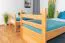 Kinderetagenbett 90 x 200 cm + Bettkasten/Stauraum/Ausziehbett | Massivholz: Buche | Natur Lackiert | umbaubar/teilbar in 2 Einzelbetten | inkl. Rollroste Abbildung